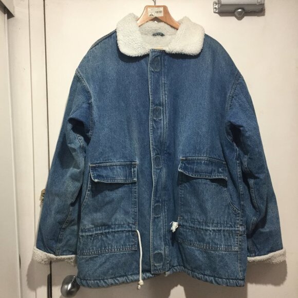 VINTAGE GREENWICH VILLAGE WEAR DENIM SHERPA JACKETS SIZE L - Picture 4 of 6